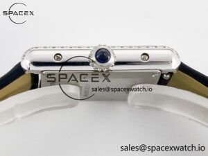 Tank Must Small SS 29mm DRF 1:1 Best Edition White Dial Diamonds Bezel on Black Calfskin Strap Swiss Quartz - Image 12