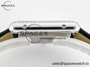 Tank Must Small SS 29mm DRF 1:1 Best Edition White Dial Diamonds Bezel on Black Calfskin Strap Swiss Quartz - Image 11