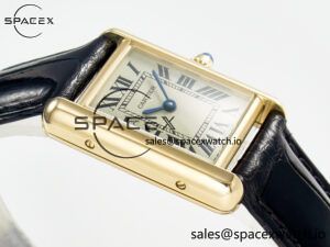 Tank Must Small YG 29mm DRF 1:1 Best Edition YG Dial on Black Leather Strap Swiss Quartz - Image 6