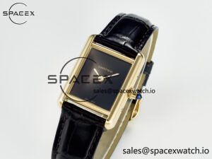 Tank Louis Cartier Small YG 29mm DRF 1:1 Best Edition Black Dial on Black Leather Strap Swiss Quartz - Image 4