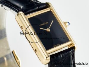 Tank Louis Cartier Small YG 29mm DRF 1:1 Best Edition Black Dial on Black Leather Strap Swiss Quartz - Image 3