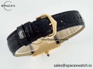 Tank Louis Cartier Small YG 29mm DRF 1:1 Best Edition Black Dial on Black Leather Strap Swiss Quartz - Image 13
