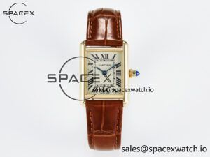 Tank Must Small YG 29mm DRF 1:1 Best Edition YG Dial on Brown Leather Strap Swiss Quartz