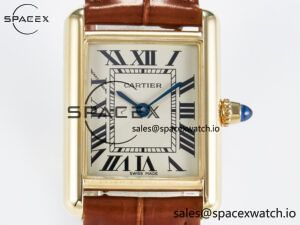 Tank Must Small YG 29mm DRF 1:1 Best Edition YG Dial on Brown Leather Strap Swiss Quartz - Image 2