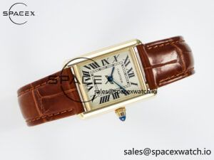 Tank Must Small YG 29mm DRF 1:1 Best Edition YG Dial on Brown Leather Strap Swiss Quartz - Image 8