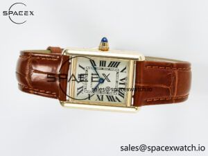 Tank Must Small YG 29mm DRF 1:1 Best Edition YG Dial on Brown Leather Strap Swiss Quartz - Image 7
