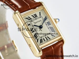 Tank Must Small YG 29mm DRF 1:1 Best Edition YG Dial on Brown Leather Strap Swiss Quartz - Image 3