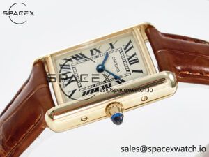Tank Must Small YG 29mm DRF 1:1 Best Edition YG Dial on Brown Leather Strap Swiss Quartz - Image 5