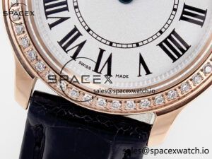 Ronde Louis Cartier 29mm RG DRF 1:1 Best Edition Sandblasted Beige Dial Diamonds Bezel on Black Leather Strap Ronda Quartz - Image 10