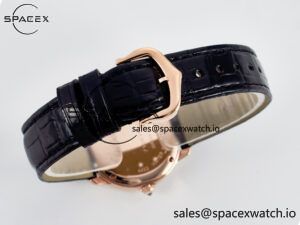 Ronde Louis Cartier 29mm RG DRF 1:1 Best Edition Sandblasted Beige Dial Diamonds Bezel on Black Leather Strap Ronda Quartz - Image 13