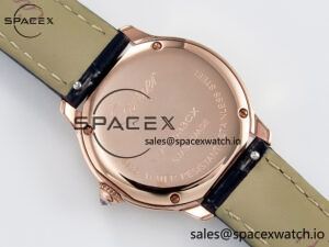 Ronde Louis Cartier 29mm RG DRF 1:1 Best Edition Sandblasted Beige Dial Diamonds Bezel on Black Leather Strap Ronda Quartz - Image 14