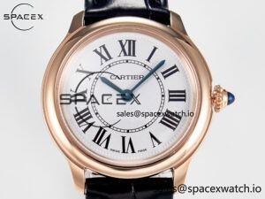 Ronde De Cartier 29mm RG DRF 1:1 Best Edition Sandblasted Silver-Plated White Dial on Black Leather Strap Ronda Quartz - Image 2