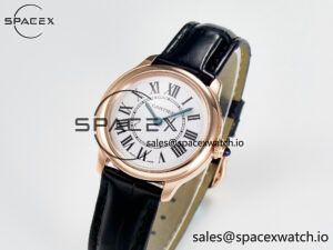 Ronde De Cartier 29mm RG DRF 1:1 Best Edition Sandblasted Silver-Plated White Dial on Black Leather Strap Ronda Quartz - Image 4