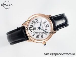 Ronde De Cartier 29mm RG DRF 1:1 Best Edition Sandblasted Silver-Plated White Dial on Black Leather Strap Ronda Quartz - Image 8