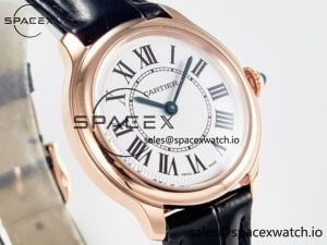 Ronde De Cartier 29mm RG DRF 1:1 Best Edition Sandblasted Silver-Plated White Dial on Black Leather Strap Ronda Quartz - Image 3