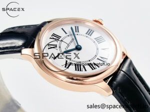 Ronde De Cartier 29mm RG DRF 1:1 Best Edition Sandblasted Silver-Plated White Dial on Black Leather Strap Ronda Quartz - Image 6
