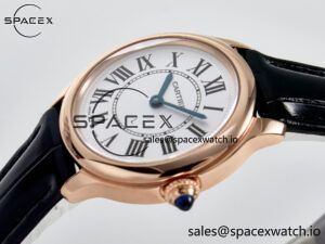 Ronde De Cartier 29mm RG DRF 1:1 Best Edition Sandblasted Silver-Plated White Dial on Black Leather Strap Ronda Quartz - Image 5