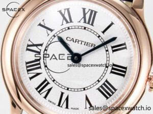 Ronde De Cartier 29mm RG DRF 1:1 Best Edition Sandblasted Silver-Plated White Dial on Black Leather Strap Ronda Quartz - Image 9