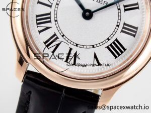 Ronde De Cartier 29mm RG DRF 1:1 Best Edition Sandblasted Silver-Plated White Dial on Black Leather Strap Ronda Quartz - Image 10