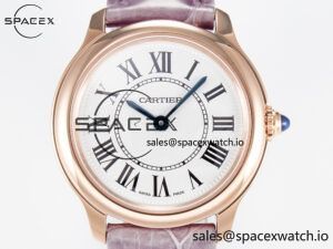 Ronde Louis Cartier 29mm RG DRF 1:1 Best Edition Sandblasted Beige Dial on Purple Leather Strap Ronda Quartz - Image 2