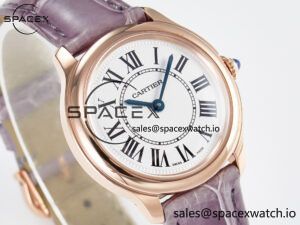 Ronde Louis Cartier 29mm RG DRF 1:1 Best Edition Sandblasted Beige Dial on Purple Leather Strap Ronda Quartz - Image 3