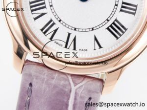 Ronde Louis Cartier 29mm RG DRF 1:1 Best Edition Sandblasted Beige Dial on Purple Leather Strap Ronda Quartz - Image 10