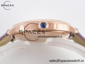 Ronde Louis Cartier 29mm RG DRF 1:1 Best Edition Sandblasted Beige Dial on Purple Leather Strap Ronda Quartz - Image 12