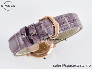 Ronde Louis Cartier 29mm RG DRF 1:1 Best Edition Sandblasted Beige Dial on Purple Leather Strap Ronda Quartz - Image 13