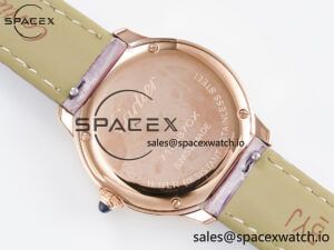 Ronde Louis Cartier 29mm RG DRF 1:1 Best Edition Sandblasted Beige Dial on Purple Leather Strap Ronda Quartz - Image 14