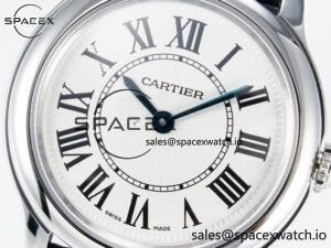 Ronde De Cartier 29mm DRF 1:1 Best Edition Sandblasted Silver-Plated White Dial on Black Leather Strap Ronda Quartz - Image 9