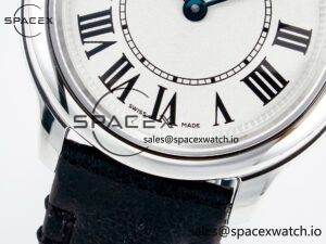 Ronde De Cartier 29mm DRF 1:1 Best Edition Sandblasted Silver-Plated White Dial on Black Leather Strap Ronda Quartz - Image 10