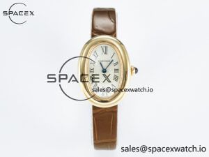 Baignoire De Cartier YG DRF 1:1 Best Edition Silver Dial on Brown Leather Strap Swiss Quartz