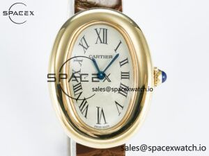 Baignoire De Cartier YG DRF 1:1 Best Edition Silver Dial on Brown Leather Strap Swiss Quartz - Image 2