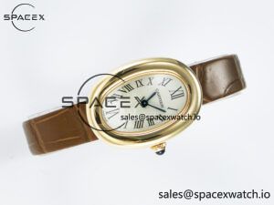 Baignoire De Cartier YG DRF 1:1 Best Edition Silver Dial on Brown Leather Strap Swiss Quartz - Image 8