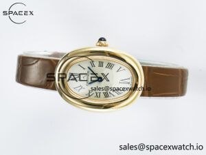 Baignoire De Cartier YG DRF 1:1 Best Edition Silver Dial on Brown Leather Strap Swiss Quartz - Image 7