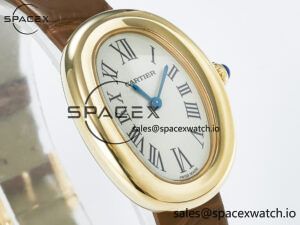 Baignoire De Cartier YG DRF 1:1 Best Edition Silver Dial on Brown Leather Strap Swiss Quartz - Image 3