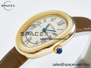 Baignoire De Cartier YG DRF 1:1 Best Edition Silver Dial on Brown Leather Strap Swiss Quartz - Image 5