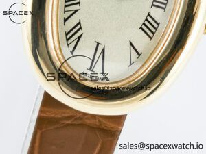 Baignoire De Cartier YG DRF 1:1 Best Edition Silver Dial on Brown Leather Strap Swiss Quartz - Image 10