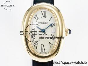 Baignoire De Cartier YG DRF 1:1 Best Edition Silver Dial on Black Leather Strap Swiss Quartz - Image 2