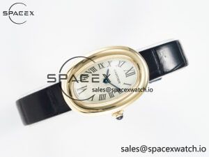 Baignoire De Cartier YG DRF 1:1 Best Edition Silver Dial on Black Leather Strap Swiss Quartz - Image 8