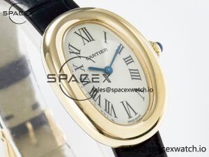 Baignoire De Cartier YG DRF 1:1 Best Edition Silver Dial on Black Leather Strap Swiss Quartz - Image 3