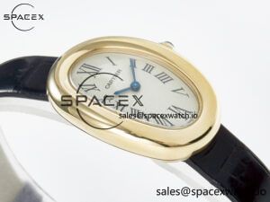 Baignoire De Cartier YG DRF 1:1 Best Edition Silver Dial on Black Leather Strap Swiss Quartz - Image 6