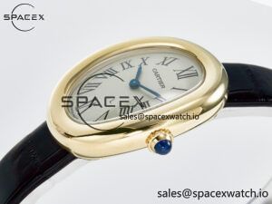 Baignoire De Cartier YG DRF 1:1 Best Edition Silver Dial on Black Leather Strap Swiss Quartz - Image 5