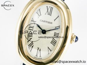 Baignoire De Cartier YG DRF 1:1 Best Edition Silver Dial on Black Leather Strap Swiss Quartz - Image 9