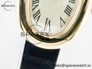 Baignoire De Cartier YG DRF 1:1 Best Edition Silver Dial on Black Leather Strap Swiss Quartz - Image 10