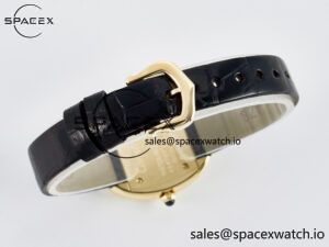 Baignoire De Cartier YG DRF 1:1 Best Edition Silver Dial on Black Leather Strap Swiss Quartz - Image 13