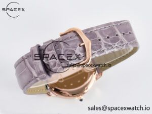 Ronde Louis Cartier 36mm RG DRF 1:1 Best Edition Sandblasted Beige Dial on Purple Leather Strap Ronda Quartz - Image 13