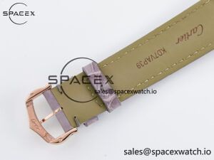 Ronde Louis Cartier 36mm RG DRF 1:1 Best Edition Sandblasted Beige Dial on Purple Leather Strap Ronda Quartz - Image 17
