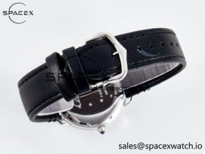 Ronde De Cartier 36mm DRF 1:1 Best Edition Sandblasted Silver-Plated White Dial on Black Leather Strap Ronda Quartz - Image 13