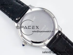 Ronde De Cartier 36mm DRF 1:1 Best Edition Sandblasted Silver-Plated White Dial on Black Leather Strap Ronda Quartz - Image 14